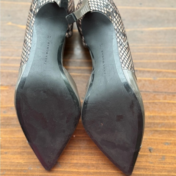 Zara Women’s Like New Snakeskin Slate Grey Heels 7 Pumps animal print - Picture 4 of 5